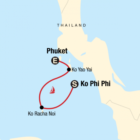 Sailing Thailand - Koh Phi Phi to Phuket - Tour Map