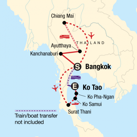 Classic Thailand - East Coast - Tour Map