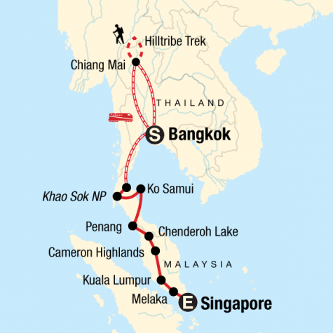 Southeast Asia on a Shoestring - Tour Map