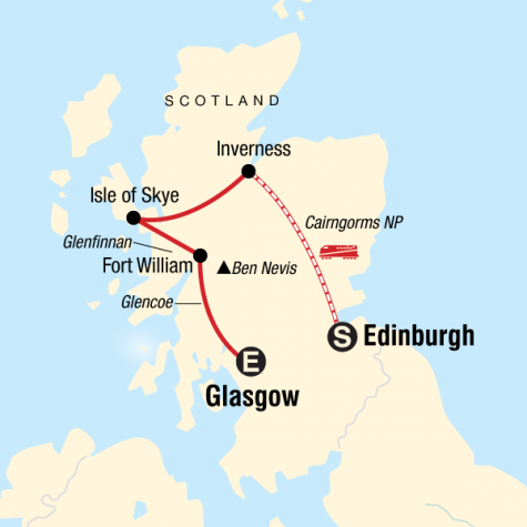 Highlights of Scotland - Tour Map