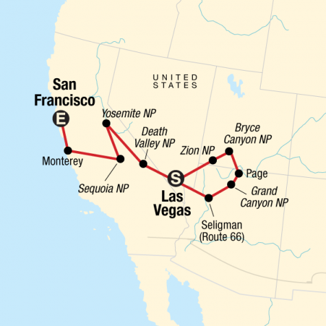 National Parks of the American West - Tour Map