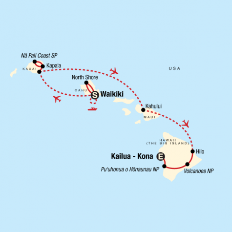 Hawaii Multi-Island Adventure - Tour Map