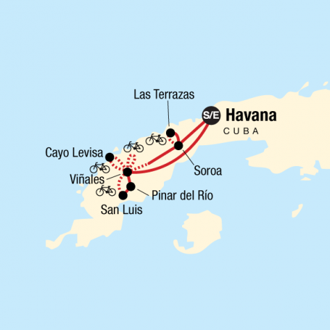 Biking Cuba - Tour Map