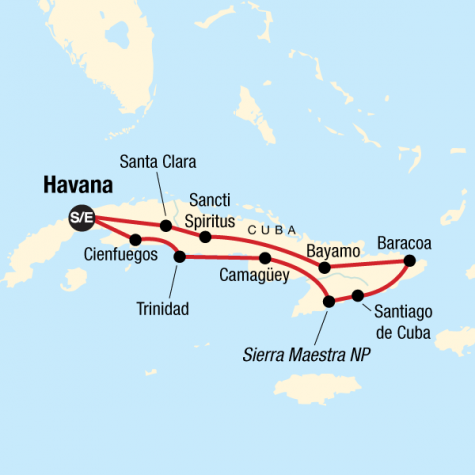 Cuba Colonial - Tour Map