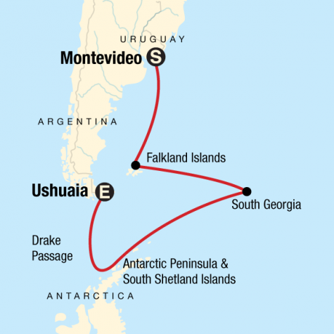 Falklands, South Georgia & Antarctica - Tour Map
