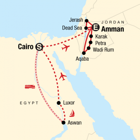 Egypt & Jordan Adventure - Tour Map