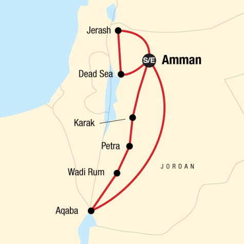 Highlights of Jordan - Tour Map