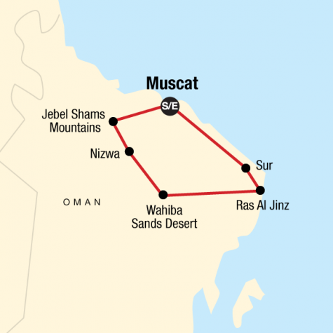 Highlights of Oman - Tour Map
