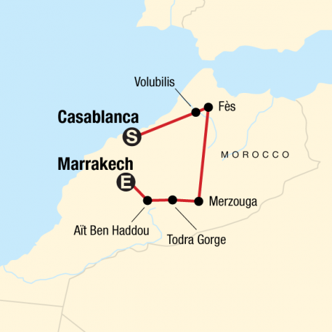 Morocco Kasbahs & Desert - Tour Map