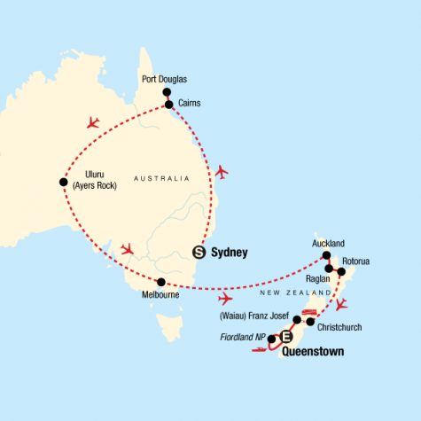 Explore Australia & New Zealand - Tour Map