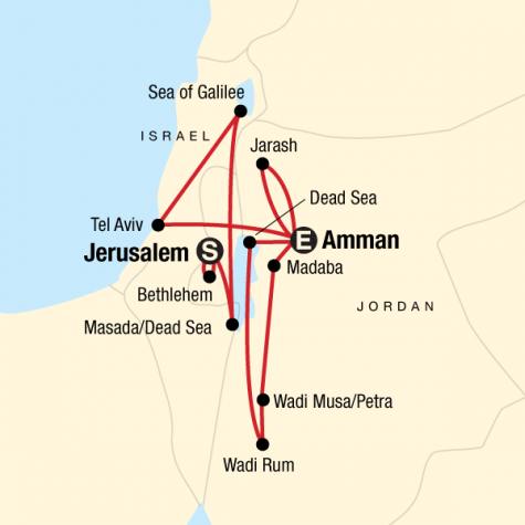 Explore Israel & Jordan - Tour Map