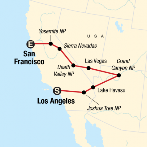 Los Angeles to San Francisco Express - Tour Map