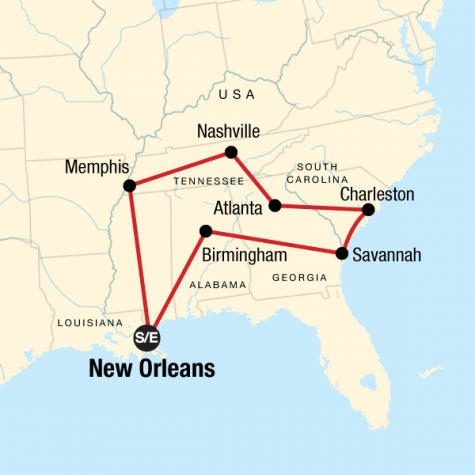 Highlights of the Deep South - Tour Map