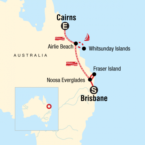 Brisbane to Cairns Experience - Tour Map