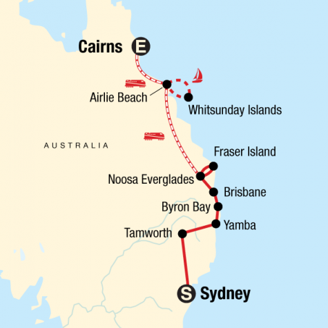 Most of the Coast–Sydney to Cairns - Tour Map