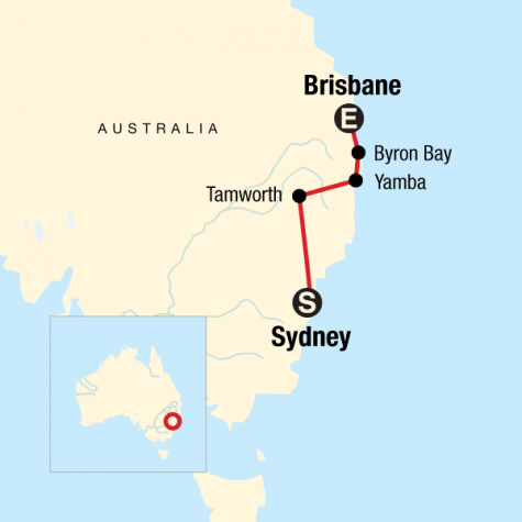 Sydney to Brisbane Experience - Tour Map