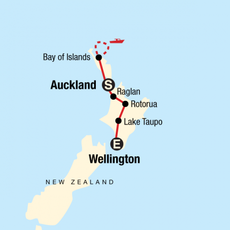 New Zealand–North Island Encompassed - Tour Map