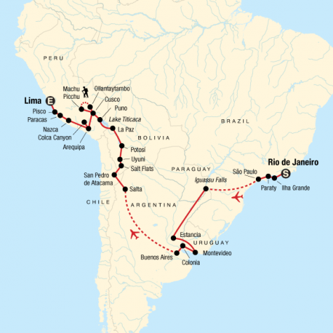 Rio to Lima Adventure - Tour Map