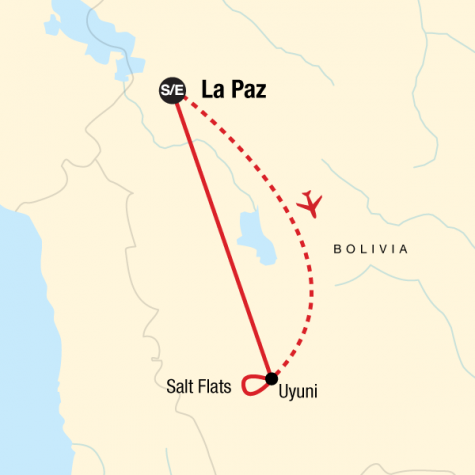 Bolivia Salt Flats Express - Tour Map