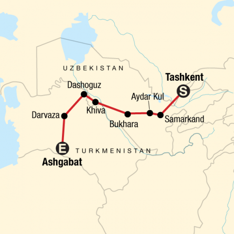 Best of Uzbekistan and Turkmenistan - Tour Map