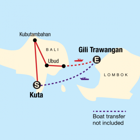 Bali on a Shoestring - Tour Map