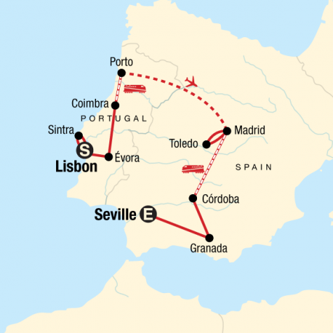 Iconic Portugal & Spain - Tour Map