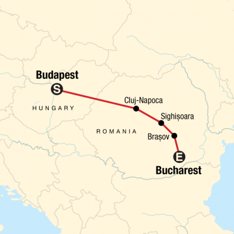 Hungary & Romania Highlights - Tour Map