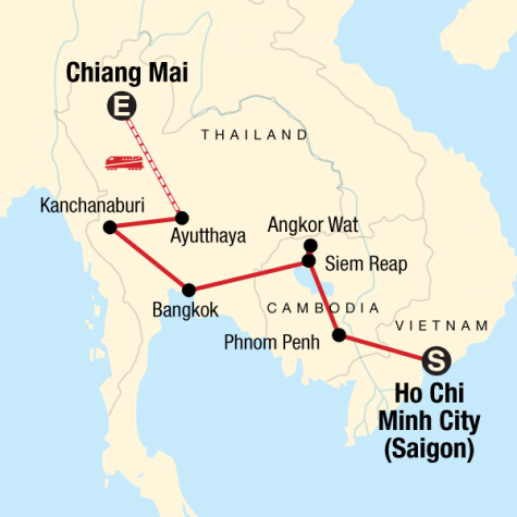 Best of Cambodia & Northern Thailand - Tour Map