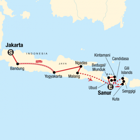 Indonesia Java, Bali & Lombok - Tour Map