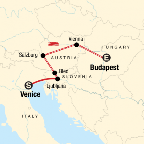 Venice to Budapest Explorer - Tour Map