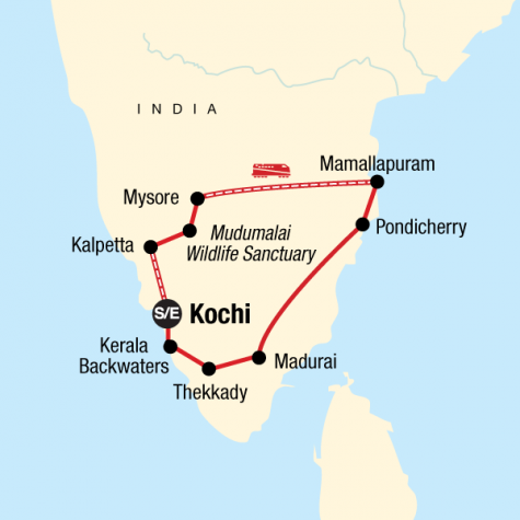 Best of Southern India - Tour Map