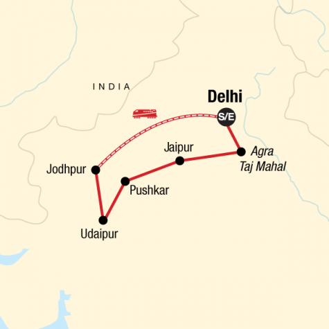 Pushkar Camel Fair & Rajasthan Adventure - Tour Map