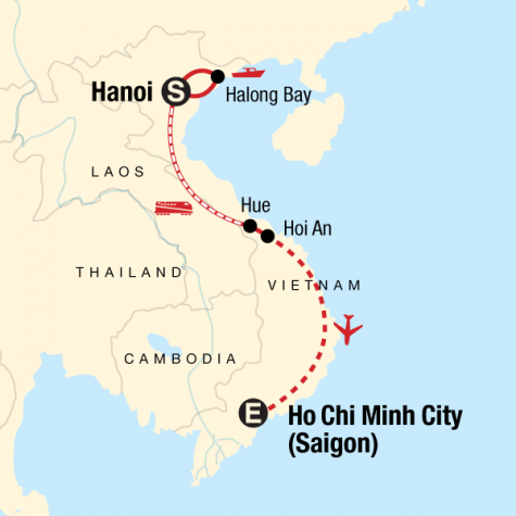 Classic Vietnam Hanoi to Ho Chi Minh City - Tour Map