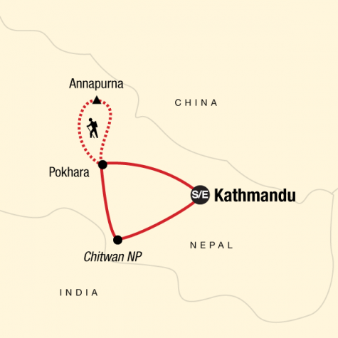 Nepal Adventure - Tour Map