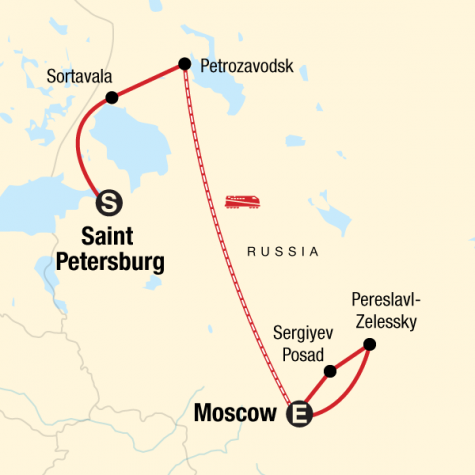 Backroads of Russia: St Petersburg - Moscow - Tour Map