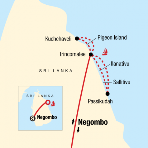 Sailing Sri Lanka - East Coast - Tour Map