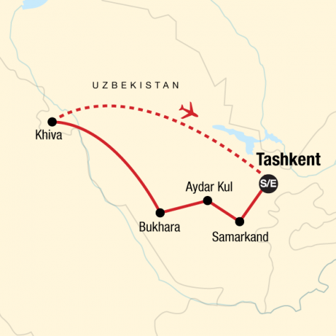 Highlights of Uzbekistan - Tour Map