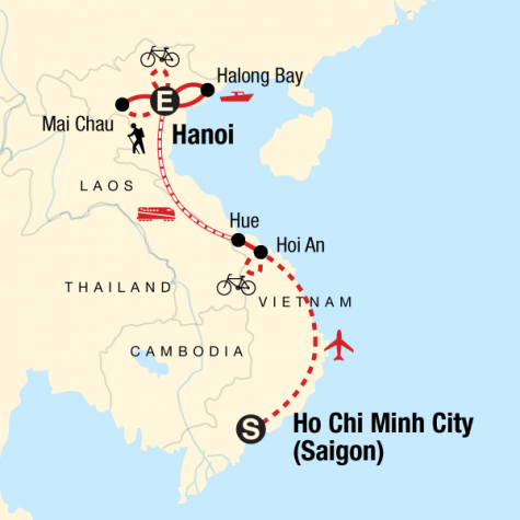 Vietnam Hike, Bike & Kayak - Tour Map