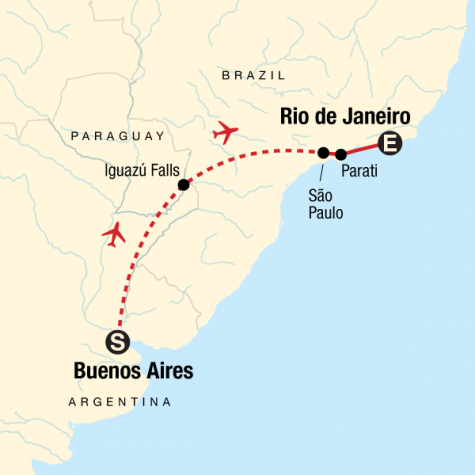 Explore Argentina & Brazil - Tour Map