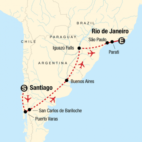 Discover Brazil, Argentina & Chile - Tour Map