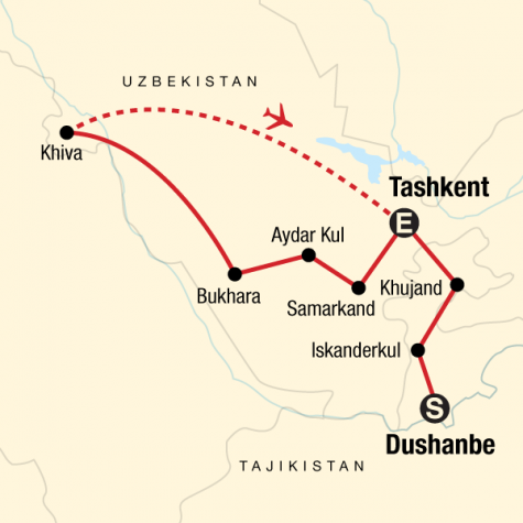 Best of Tajikistan & Uzbekistan - Tour Map