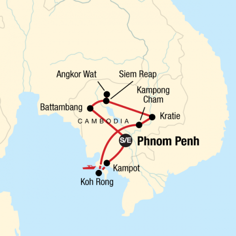 Ultimate Cambodian Adventure - Tour Map