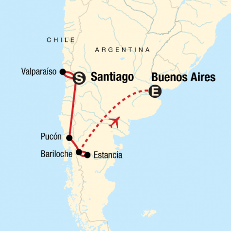 Highlights of Chile & Argentina - Tour Map