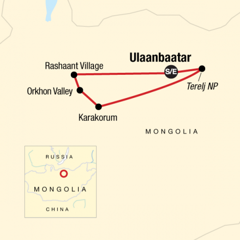 Local Living Mongolia—Nomadic Life - Tour Map