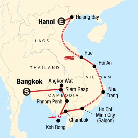Cambodia & Vietnam on a Shoestring - Tour Map