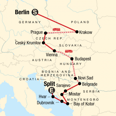 Eastern Europe, Croatia & the Balkans - Tour Map