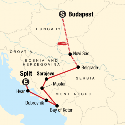 Croatia and the Balkans - Tour Map