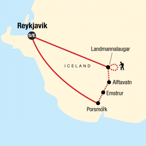 Trekking in Iceland - The Laugavegur Trail - Tour Map