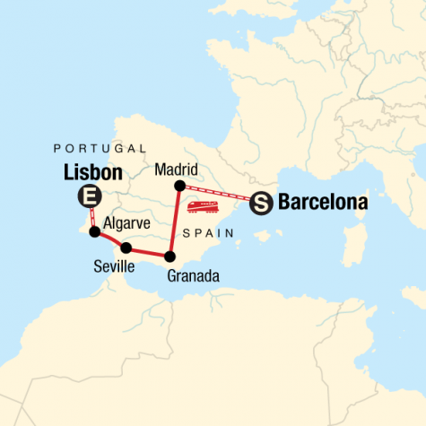 Spain & Portugal on a Shoestring - Tour Map