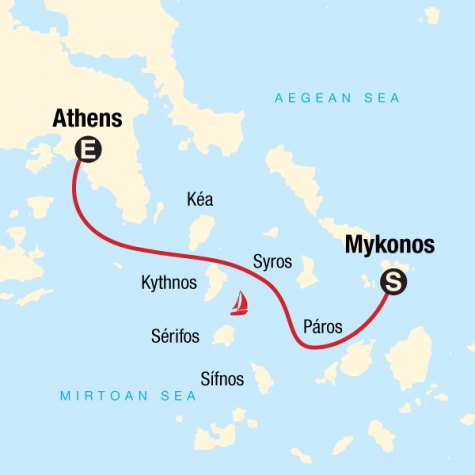 Sailing Greece - Mykonos to Athens - Tour Map